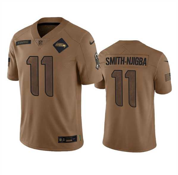 Mens Seattle Seahawks #11 Jaxon Smith-Njigba 2023 Brown Salute To Service Limited Jersey Dyin->seattle seahawks->NFL Jersey